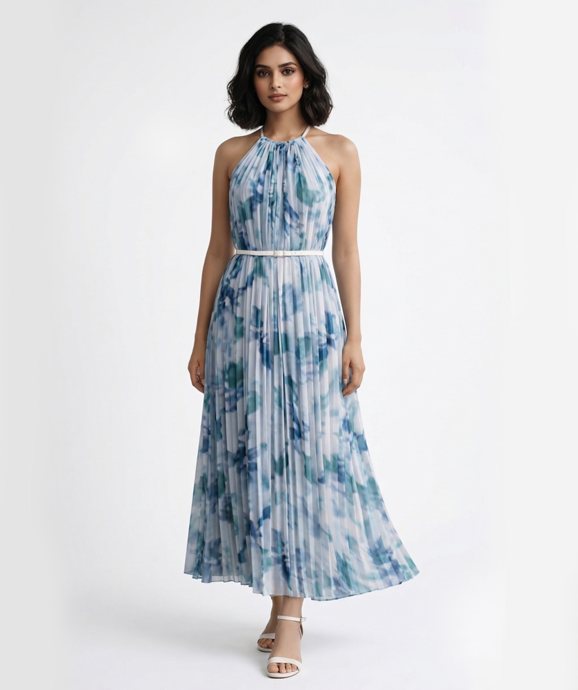 Azure Bloom Maxi Dress